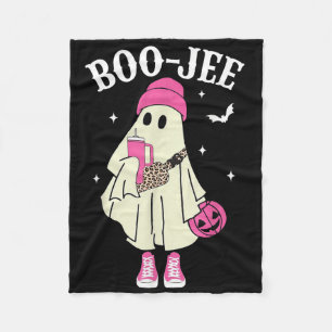 Boujee Boo Jee Spooky Ghost Pink Halloween Pumpkin Fleece Blanket