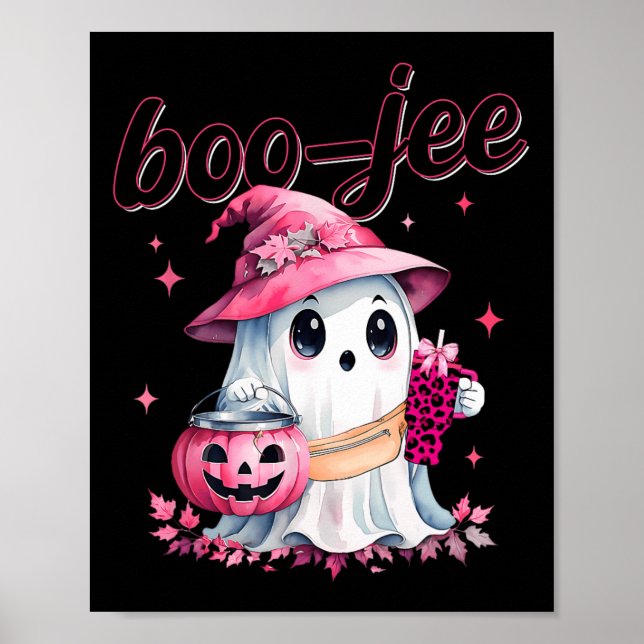 Boujee Boo Jee Spooky Ghost Pink Halloween Pumpkin Poster (Front)