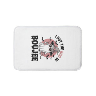 Boujee Ghost Halloween Vintage Engraving Design_1 Bath Mat