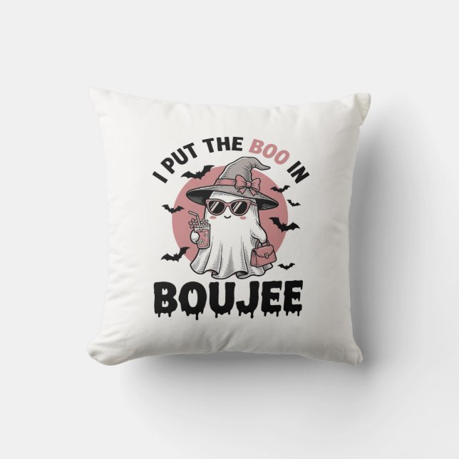 Boujee Ghost Halloween Vintage Engraving Design_1 Cushion (Front)