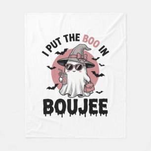 Boujee Ghost Halloween Vintage Engraving Design_1 Fleece Blanket