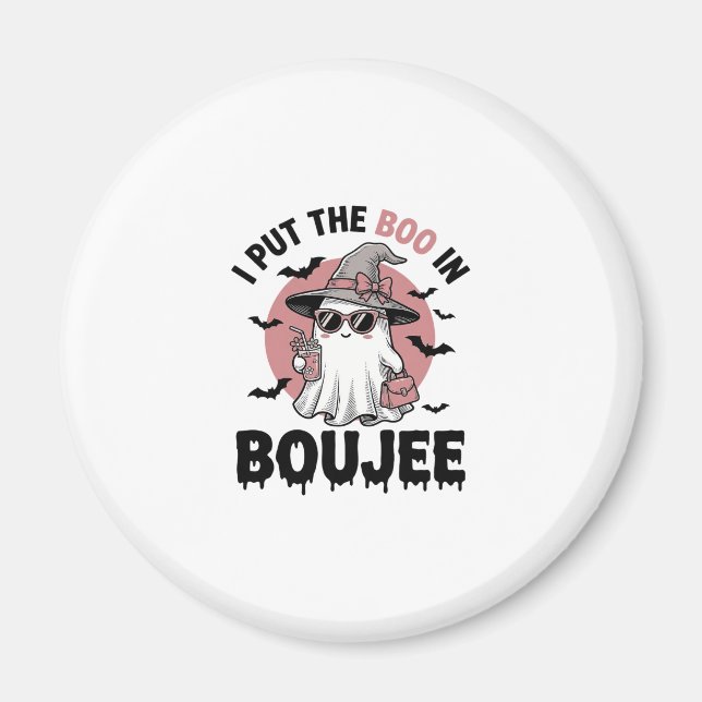 Boujee Ghost Halloween Vintage Engraving Design_1 Magnet (Front)