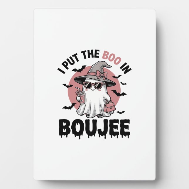 Boujee Ghost Halloween Vintage Engraving Design_1 Plaque (Front)