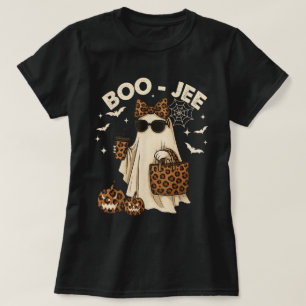 Boujee Leopard Ghost Halloween Girl Tee