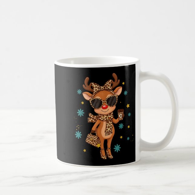 Boujee Reindeer Christmas Leopard Funny Gift Women Coffee Mug (Right)