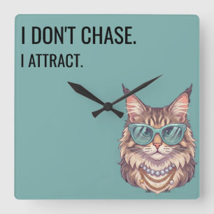 Boujie Sassy Cat Funny Quote Square Wall Clock
