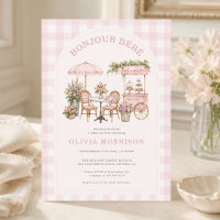 Boujour Bebe Cafe Pink Gingham Girl Baby Shower