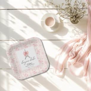 Boujour Bebe Paris French Toile Pink Baby Shower Paper Plate
