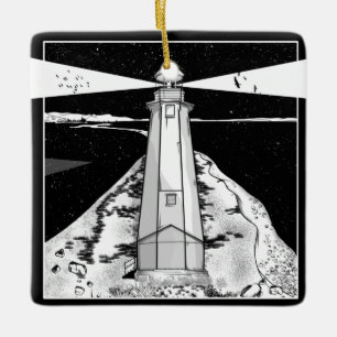 Boulder Bank Lighthouse Ceramic Ornament