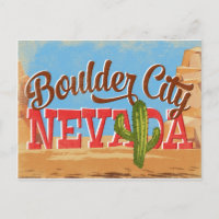 Boulder City Nevada Cartoon Desert Vintage Travel