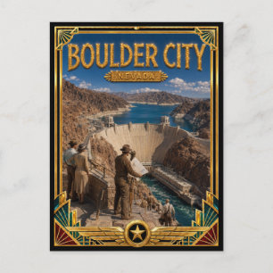 Boulder City Nevada Vintage Art Deco Golden Age Postcard