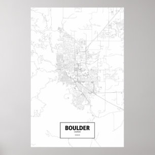 Boulder, Colorado (black on white) Poster