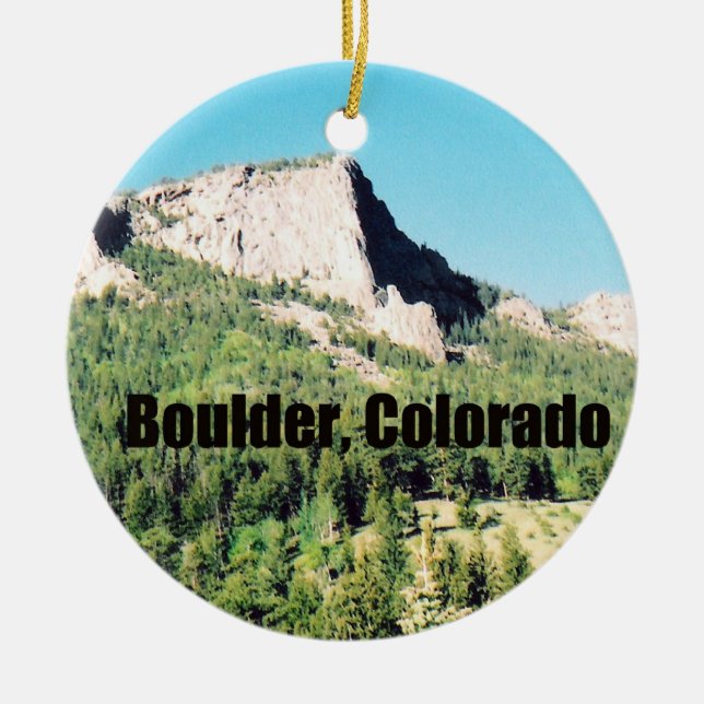 Boulder, Colorado Ceramic Tree Decoration (Front)