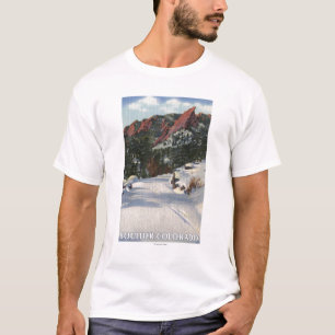 Boulder, Colorado - Flatirons in Winter T-Shirt