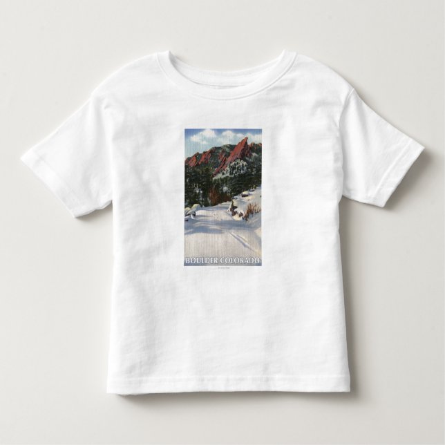 Boulder, Colorado - Flatirons in Winter Toddler T-Shirt (Front)