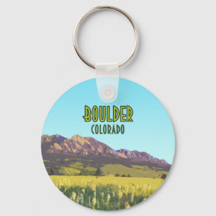 Boulder Colorado Flatirons Mountains Vintage Key Ring