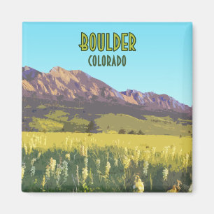 Boulder Colorado Flatirons Mountains Vintage Magnet