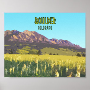 Boulder Colorado Flatirons Mountains Vintage Poster