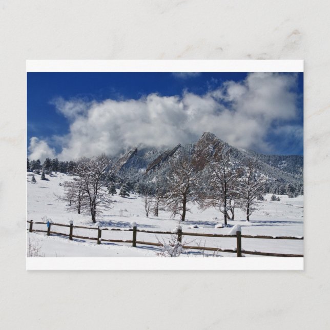 Boulder Colorado Flatirons Snowy Landscape View Postcard (Front)