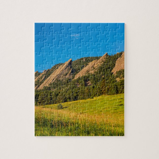 Boulder Colorado Flatirons Sunrise Golden Light Jigsaw Puzzle (Vertical)