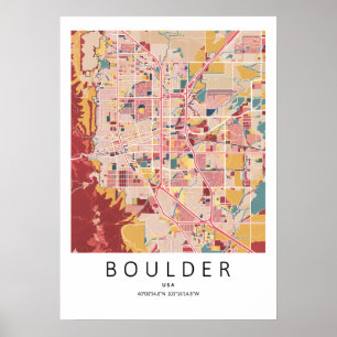 Boulder Colorado Map Poster   Modern City Wall Art