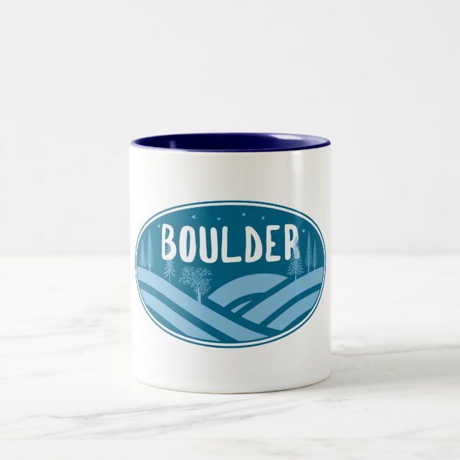 Boulder Colorado Outdoors Two-Tone Coffee Mug (Center)