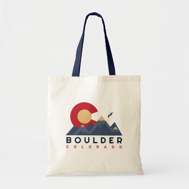 Boulder Colorado Retro Sunset Mountain Souvenirs Tote Bag (Front)