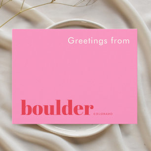 Boulder Colorado typographic pink  Postcard
