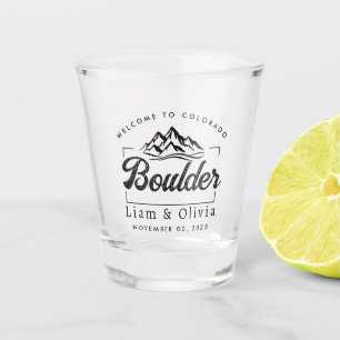 Boulder Colorado Wedding Minimalist Welcome Shot Glass