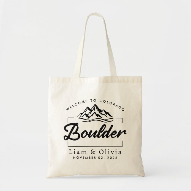 Boulder Colorado Wedding Welcome Tote Bag (Front)