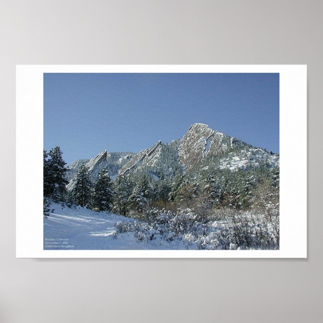 Boulder Flatirons in Snow Poster (Front)