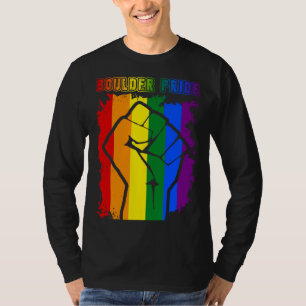 Boulder LGBT Pride Month LGBTQ Rainbow Flag Gay Le T-Shirt