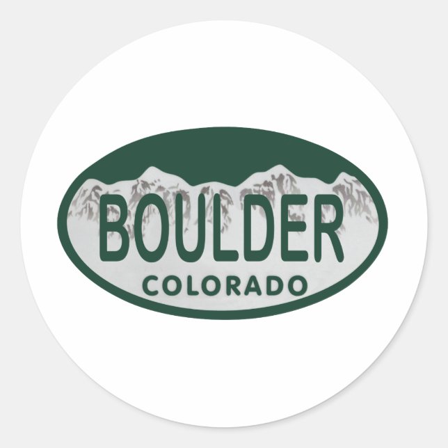 Boulder license oval classic round sticker (Front)