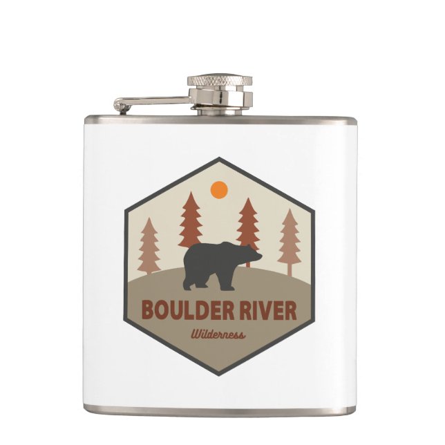 Boulder River Wilderness Washington Bear Hip Flask (Front)