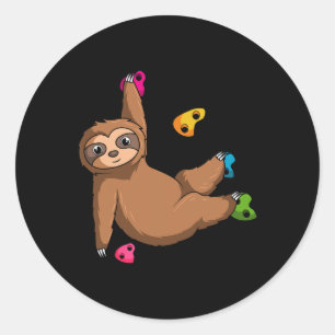 Bouldering Climber Free Climbing Sloth Small Rock Classic Round Sticker