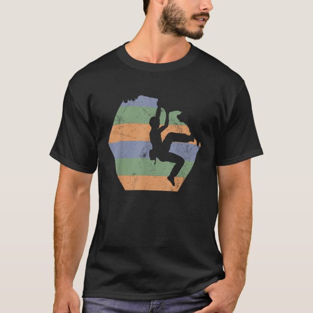 Bouldering Climbing Climber Retro T Shirt (Front)