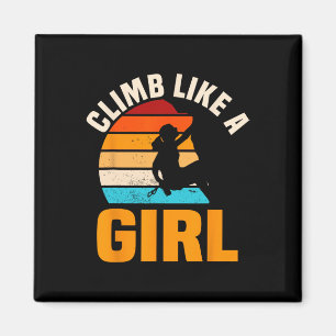 Bouldering Girls Retro Vintage Climber Boulderer C Magnet
