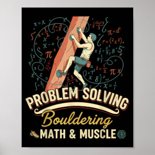 Bouldering Math & Muscle Problem Solving Climb Poster