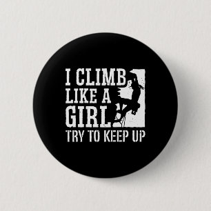 Bouldering Mountain Climber Rock Climbing Girl 6 Cm Round Badge