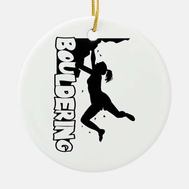 Bouldering_print women ceramic tree decoration (Front)
