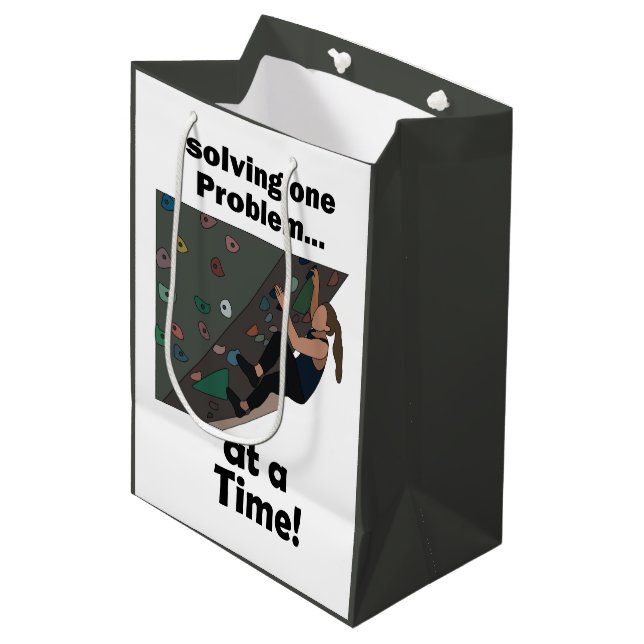Bouldering Problem Solver Rock Climbing Party Medium Gift Bag (Front Angled)