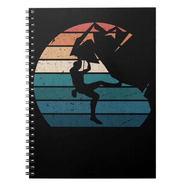 Bouldering Retro Mountain Rock Climbing Notebook (Front)