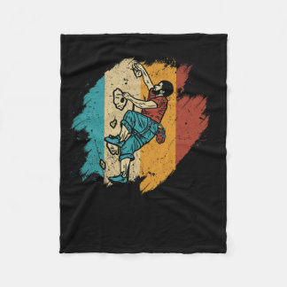 Bouldering Rock Climber Mountain Climbing - Retro Fleece Blanket