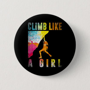 Bouldering Rock Climber Women Girls Kids Rock Clim 6 Cm Round Badge
