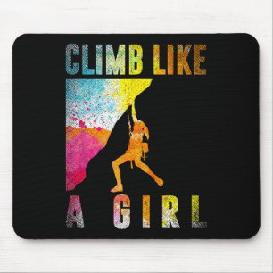 Bouldering Rock Climber Women Girls Kids Rock Clim Mouse Pad