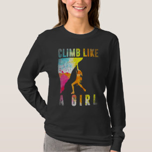 Bouldering Rock Climber Women Girls Kids Rock Clim T-Shirt