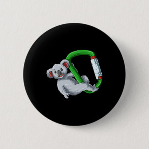 Bouldering Rock Climbing Carabiner Koala  6 Cm Round Badge