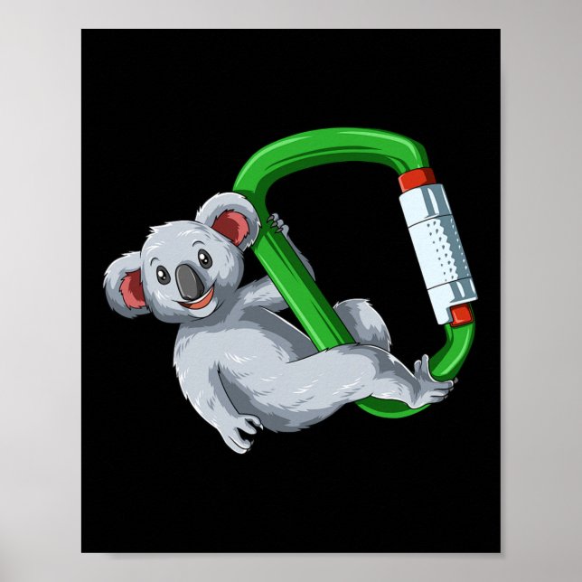 Bouldering Rock Climbing Carabiner Koala  Poster (Front)
