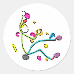 Bouldering Stickman Classic Round Sticker