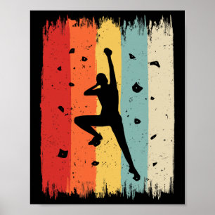 Bouldering Vintage Rock Climbing Retro Men Climber Poster